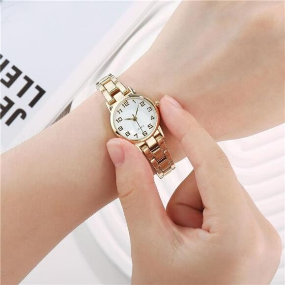 Womens waterproof quartz watch small analog bracelet gold silver wrist watch - Picture 4 of 7